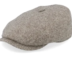 6-panel Undyed Virgin Wool Brown Wool/White Flat Cap - Stetson