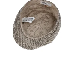 6-panel Undyed Virgin Wool Brown Wool/White Flat Cap - Stetson