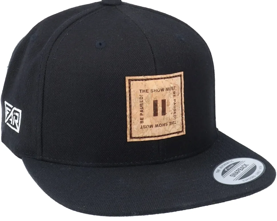 Pause Square Cork Patch Black Snapback - Fair