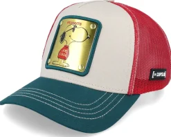 Peanuts Snoopy White/Red/Dark Green Trucker - Capslab