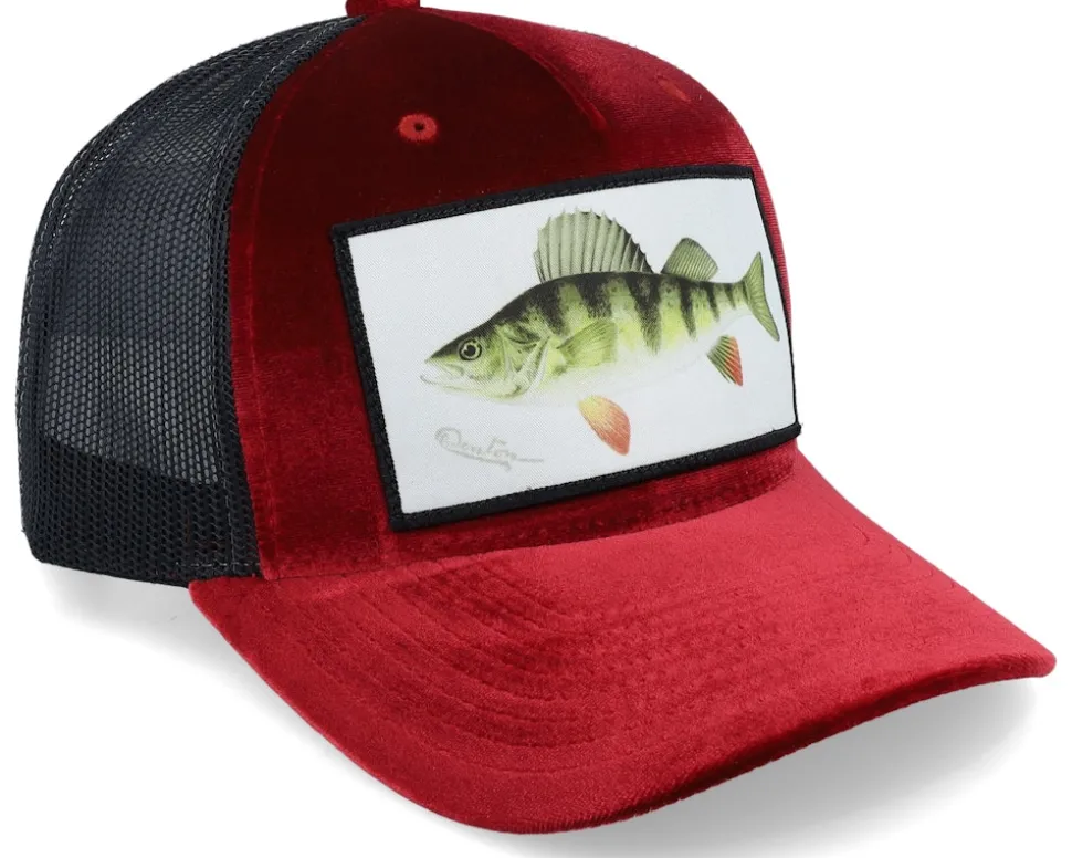 Perch Fishing Velvet Red/Black A-frame Trucker - Skillfish