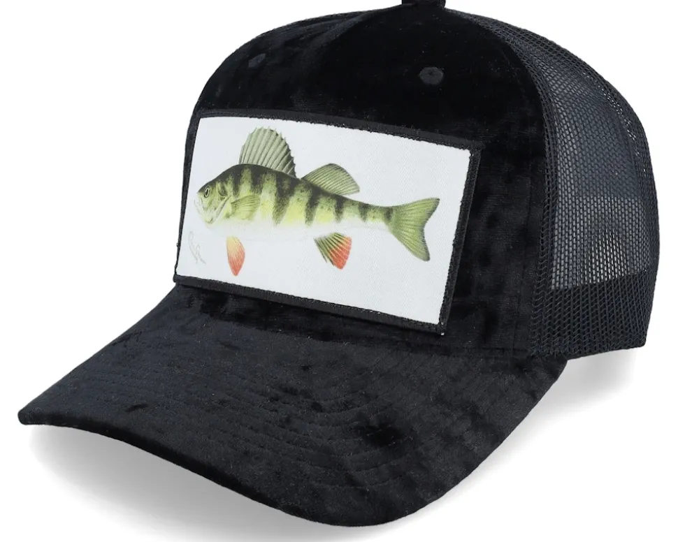 Perch Fishing Velvet Red/Black A-frame Trucker - Skillfish