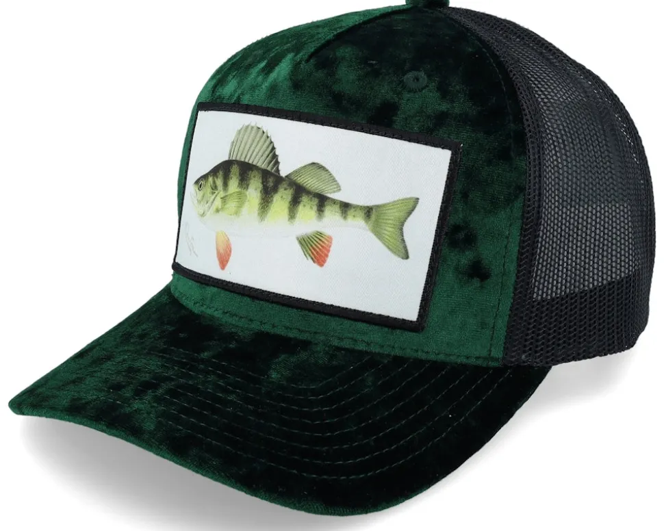 Perch Fishing Velvet Red/Black A-frame Trucker - Skillfish