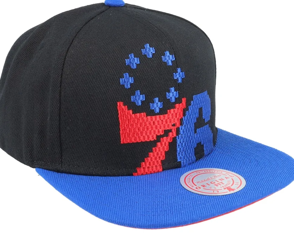 Philadelphia 76ers 8 Bit Xl Black/Royal Snapback - Mitchell & Ness