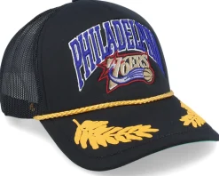 Philadelphia 76ers Gold Leaf Hwc Black Trucker - Mitchell & Ness