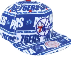 Philadelphia 76ers Meat Paper Blue Snapback - Mitchell & Ness