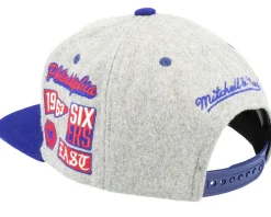 Philadelphia 76ers Melton Patch Grey/Royal Snapback - Mitchell & Ness