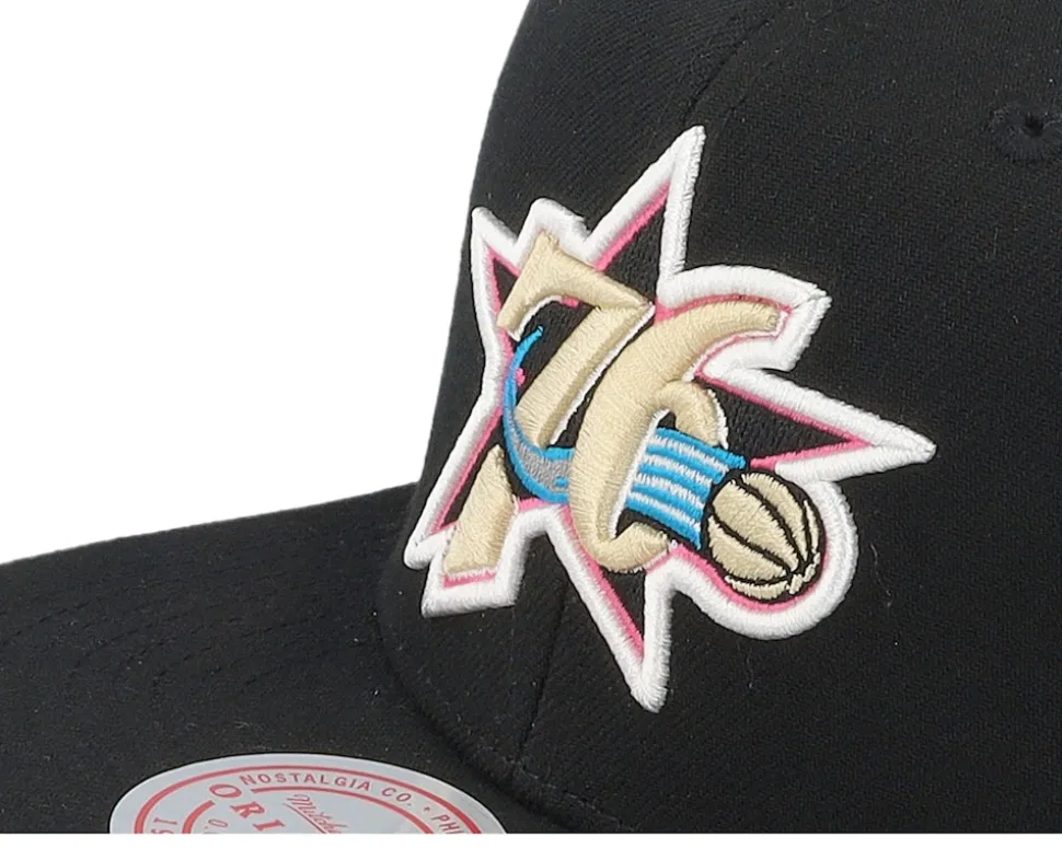 Philadelphia 76ers Neon Tropical Hwc Black Snapback - Mitchell & Ness