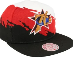 Philadelphia 76ers Paintbrush White/Black Snapback - Mitchell & Ness