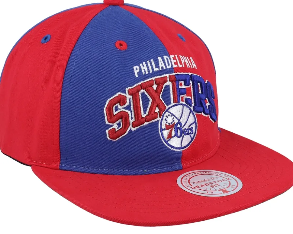 Philadelphia 76ers Pinwheel Of Fortune Red/Royal Snapback - Mitchell & Ness