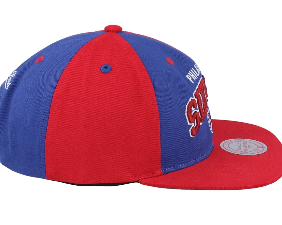 Philadelphia 76ers Pinwheel Of Fortune Red/Royal Snapback - Mitchell & Ness
