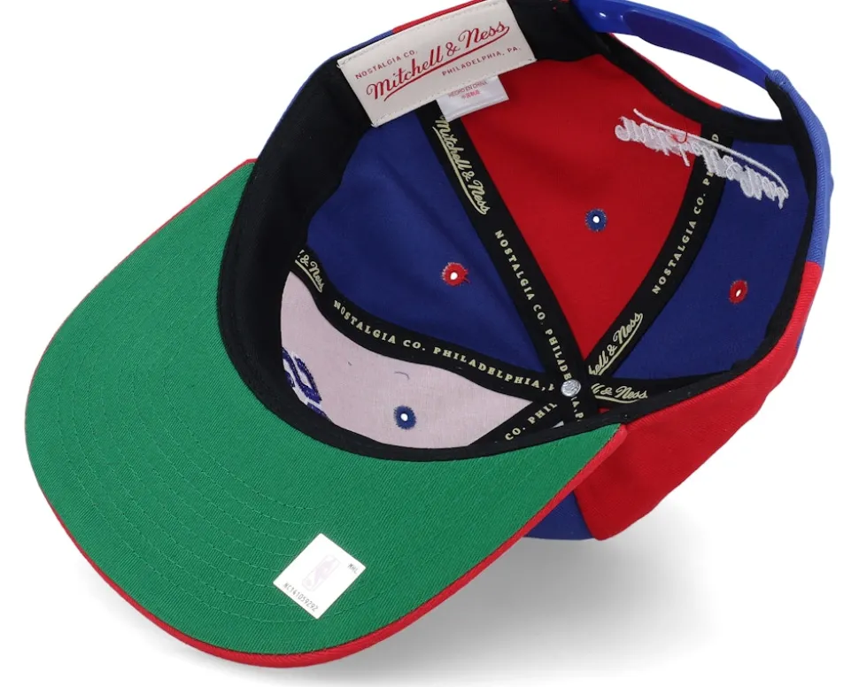 Philadelphia 76ers Pinwheel Of Fortune Red/Royal Snapback - Mitchell & Ness
