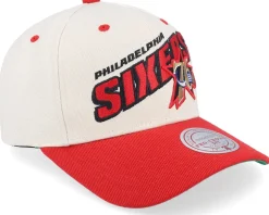 Philadelphia 76ers Retro Type Pro Off White/Red Adjustable - Mitchell & Ness