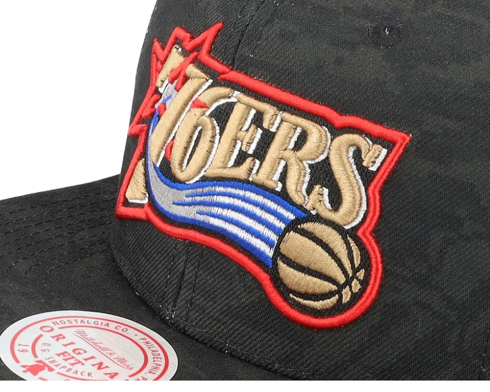Philadelphia 76ers Team Digi Camo Black Snapback - Mitchell & Ness