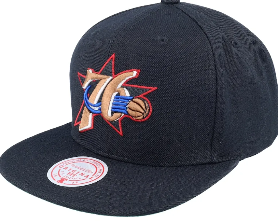 Philadelphia 76ers Team Ground 2.0 Black Snapback - Mitchell & Ness