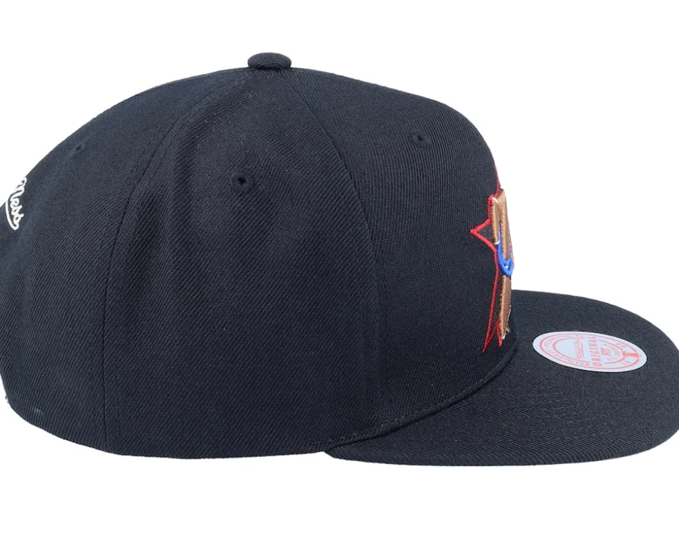 Philadelphia 76ers Team Ground 2.0 Black Snapback - Mitchell & Ness