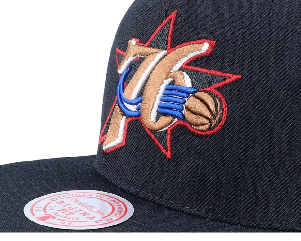 Philadelphia 76ers Team Ground 2.0 Black Snapback - Mitchell & Ness