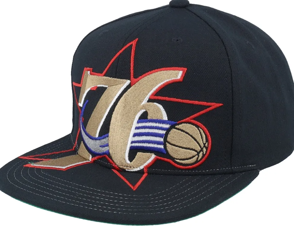 Philadelphia 76ers Xl Logo Hwc Black Snapback - Mitchell & Ness