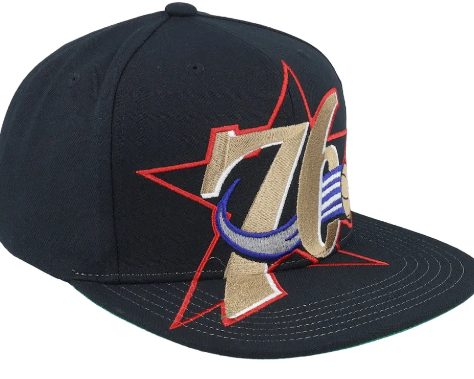 Philadelphia 76ers Xl Logo Hwc Black Snapback - Mitchell & Ness