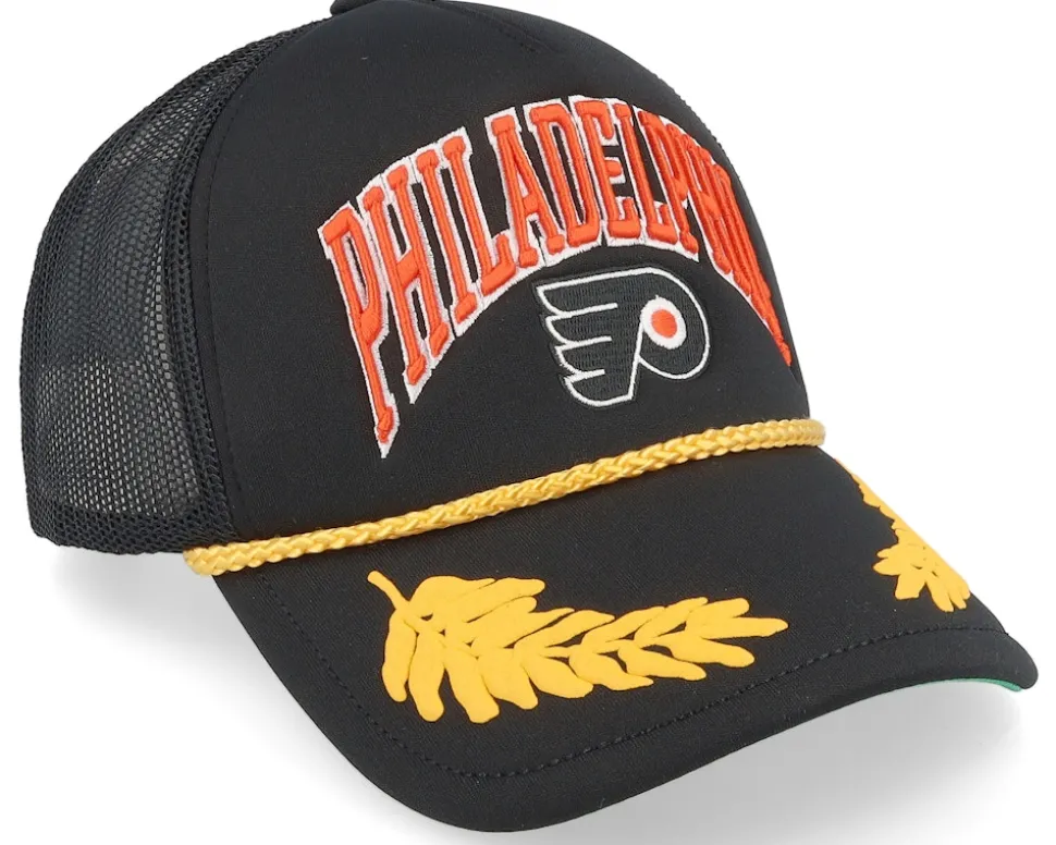Philadelphia Flyers Gold Leaf Hwc Black Trucker - Mitchell & Ness