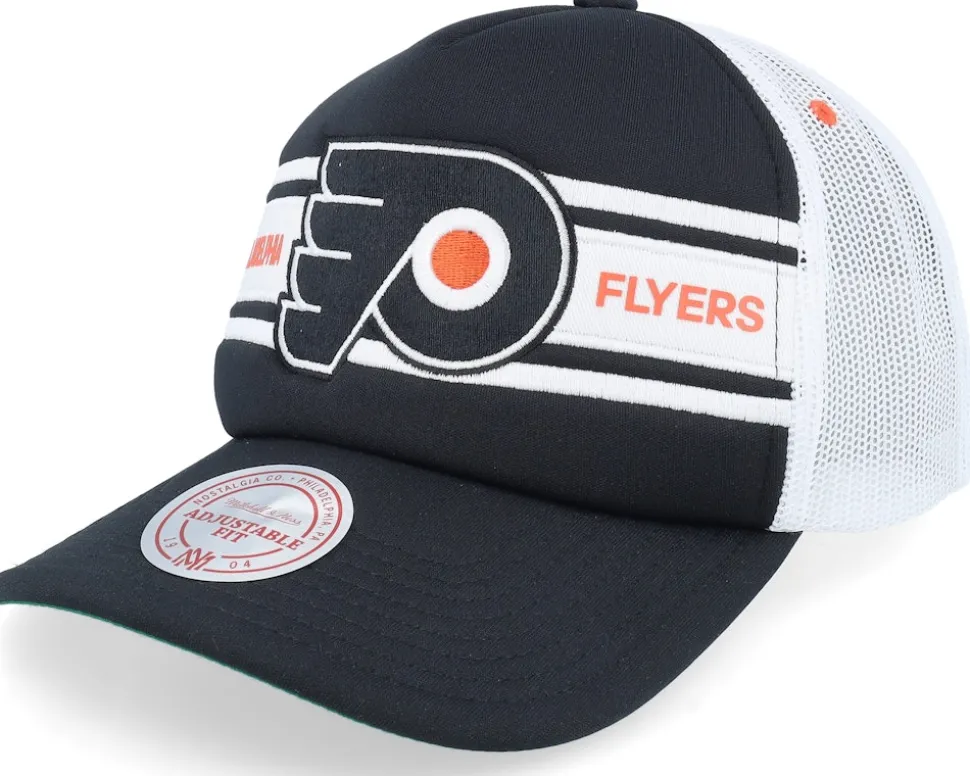 Philadelphia Flyers Sideline Vintage Black/White A-frame Trucker - Mitchell & Ness