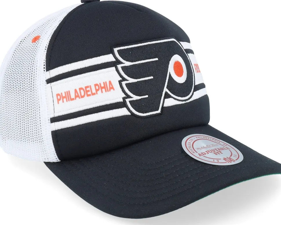 Philadelphia Flyers Sideline Vintage Black/White A-frame Trucker - Mitchell & Ness