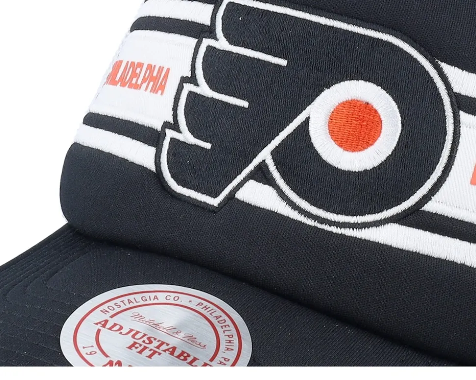 Philadelphia Flyers Sideline Vintage Black/White A-frame Trucker - Mitchell & Ness