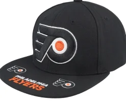 Philadelphia Flyers Vintage Hat Trick Black Snapback - Mitchell & Ness