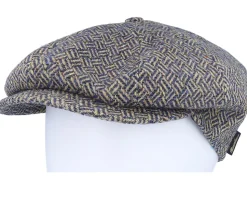 Picrico Basket Stitch Hat Camel Flat Cap - Borsalino