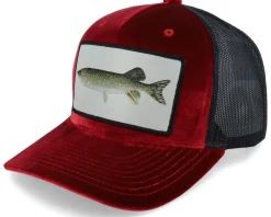 Pike Fishing Velvet Red/Black A-frame Trucker - Skillfish
