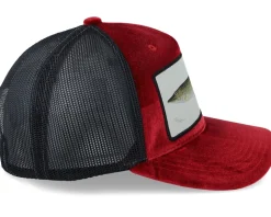 Pike Fishing Velvet Red/Black A-frame Trucker - Skillfish