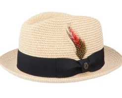 Pinch Crown Toyo Braided Natural/Black Trilby - Jaxon & James