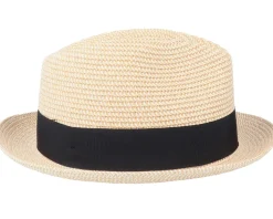 Pinch Crown Toyo Braided Natural/Black Trilby - Jaxon & James