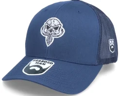 Pipe Beard Skull Navy Trucker - Bearded Man