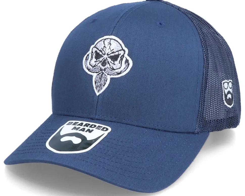 Pipe Beard Skull Navy Trucker - Bearded Man