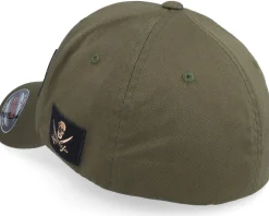 Pirate Army Skull Olive Wooly Combed Flexfit - Army Head