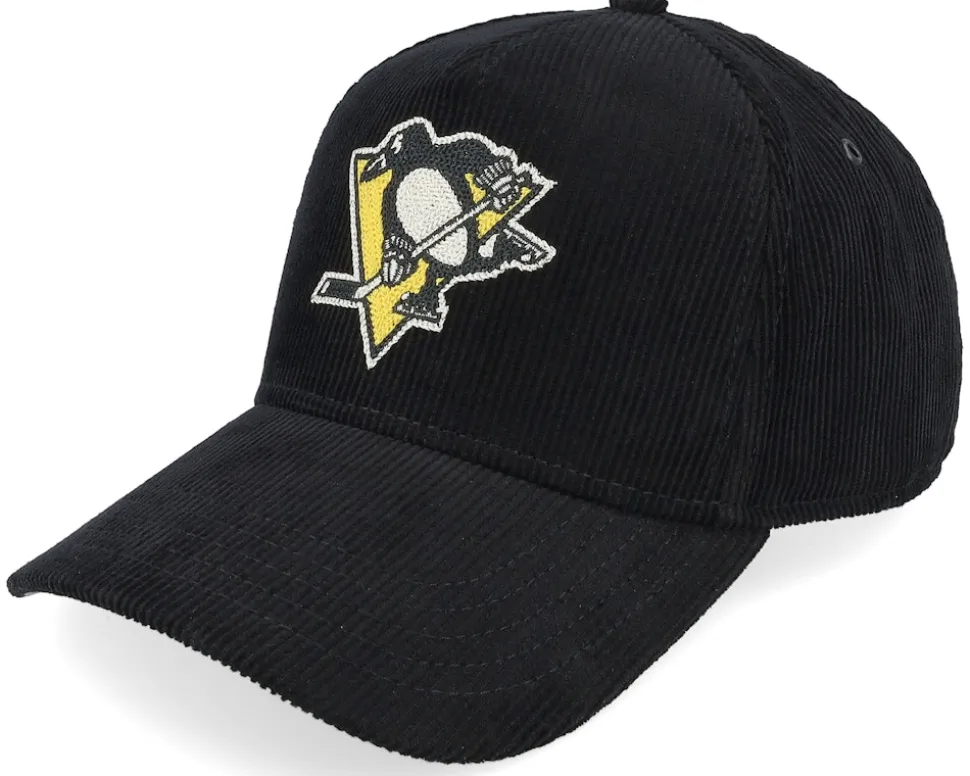 Pittsburgh Penguins Corduroy Valin Black A-frame Adjustable - American Needle