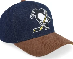 Pittsburgh Penguins D-stressed Pro Dark Navy/Brown Corduroy A-frame Adjustable - Mitchell & Ness
