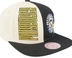 Pittsburgh Penguins Pop Panel Off White/Black Snapback - Mitchell & Ness