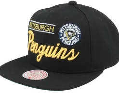 Pittsburgh Penguins Retro Lock Up Black Snapback - Mitchell & Ness