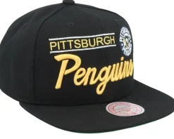 Pittsburgh Penguins Retro Lock Up Black Snapback - Mitchell & Ness