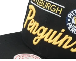 Pittsburgh Penguins Retro Lock Up Black Snapback - Mitchell & Ness