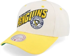 Pittsburgh Penguins Retro Type Pro Off White/Yellow Adjustable - Mitchell & Ness