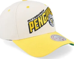 Pittsburgh Penguins Retro Type Pro Off White/Yellow Adjustable - Mitchell & Ness