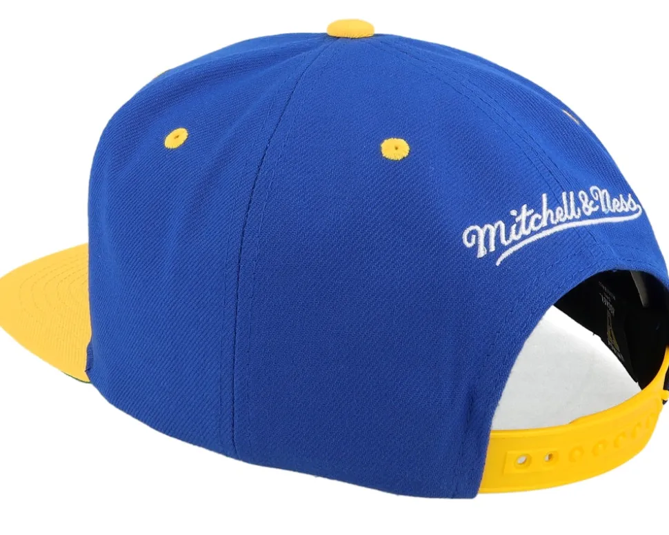 Pittsburgh Penguins Transcript Blue/Yellow Snapback - Mitchell & Ness