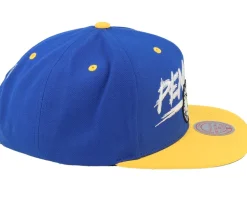 Pittsburgh Penguins Transcript Blue/Yellow Snapback - Mitchell & Ness