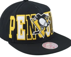 Pittsburgh Penguins Varsity Bust Vintage Black Snapback - Mitchell & Ness