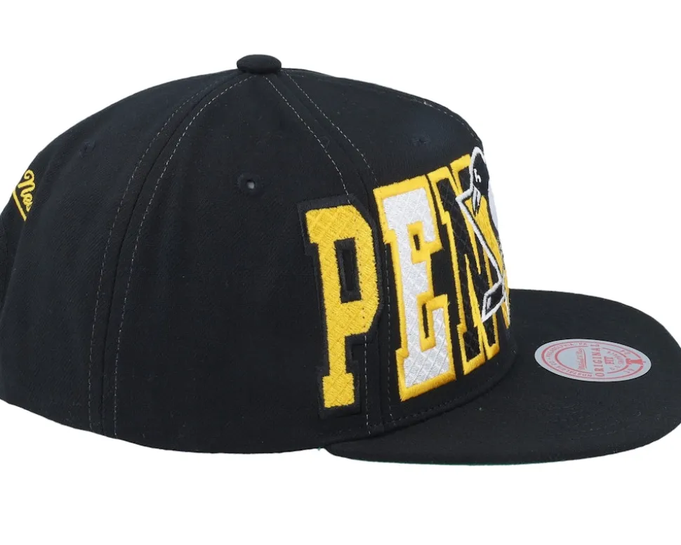 Pittsburgh Penguins Varsity Bust Vintage Black Snapback - Mitchell & Ness
