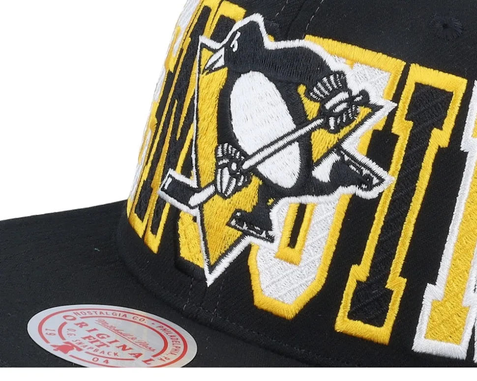 Pittsburgh Penguins Varsity Bust Vintage Black Snapback - Mitchell & Ness