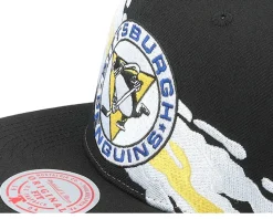 Pittsburgh Penguins Vintage Paintbrush Black Snapback - Mitchell & Ness